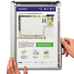 Wandprospekthalter A2 mit Klapprahmen silber zur Wandmontage