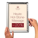 Wandprospekthalter A4 mit Klapprahmen silber zur Wandmontage
