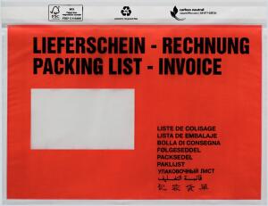 UNIPACK Begleitpapiertasche C5, mit Druck, Lieferschein/Rechnung 250 Stück