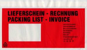 UNIPACK Begleitpapiertasche DIN Lang, mit Druck, Lieferschein/Rechnung 70µ