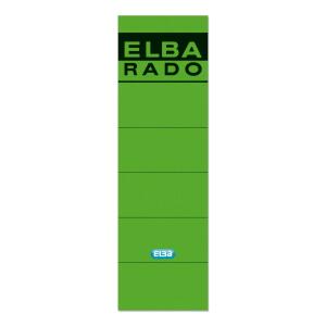 ELBA Ordner-Rückenschild "rado" kurz, selbstklebend aus Papier, für Rückenbreite 8 cm, grün, Beutel mit 10 Schildern