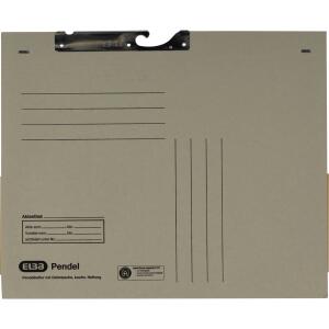 ELBA Pendelhefter A4, aus 320 g/m² Manilakarton (RC), für ca. 200 DIN A4-Blätter, mit kaufm. Heftung und Dehntasche am Rückdeckel innen, grau