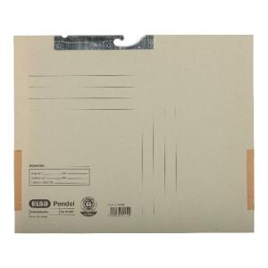 ELBA Pendeltasche A4, aus 320 g/m² Manilakarton (RC), für ca. 330 DIN A4-Blätter, seitlich geschlossen mit Dehnfröschen, mit Schlitzstanzung, Beschriftungslinien und Metallhängebeschlägen, grau