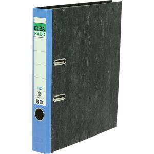 ELBA Ordner "rado Wolkenmarmor" A4, mit aufgeklebtem Rückenschild, Rückenbreite 5 cm, blau