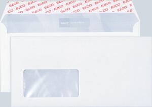 Briefumschlag hochweiss mit grauem Innendruck, DL, 100 g, Haftklebung,