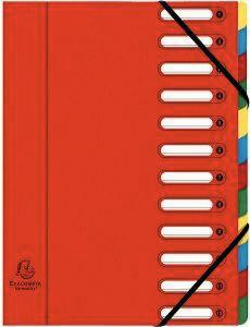 Eckspann-Ordnungsmappe 12 Fächer rot 425g/qm Manila Karton, Innenfach