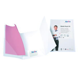 Falken Biella Präsentationsmappe PEARL #3, m. Sichttasche oben offen, 1 Klappe m. Visitenkartenstanzung, 2 Klappen A4 m. Dreiecktaschen,  Visitenkartenstanzung, 22,5 x 31,5cm weiß