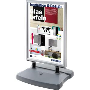 FRANKEN Kundenstopper Outdoor - mit Rollen, A1, grau