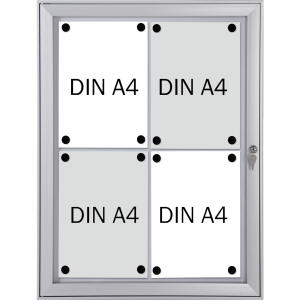Schaukasten Metall/weiß, 4xA4, Sichtmaß: 44 x 61,5cm, Außenmaß: