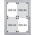 Schaukasten Metall/weiß, 4xA4, Sichtmaß: 44 x...