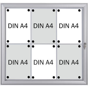 Schaukasten Metall/weiß, 6xA4, Sichtmaß: 66 x 61,5cm, Außenmaß: