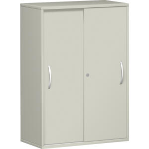 Schiebetürenschrank 3 OH mit Standfüßen, Lichtgrau, Flex