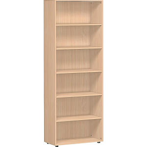 Regal 6 OH m. Standfüßen Buche/Buche 800x400x2160 Flex
