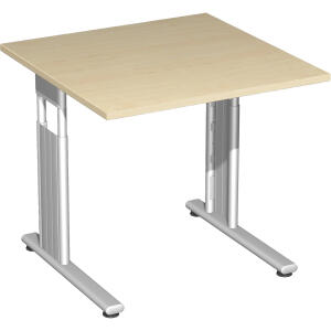 Arbeitstisch C-Fuß Flex Ahorn/Silber höhenverstellbar