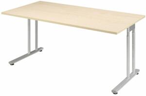 Arbeitstisch C-Fuß Flex Ahorn/Silber höhenverstellbar