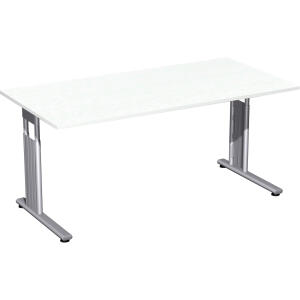 Arbeitstisch C-Fuß Flex weiß/silber, höhenverstellbar
