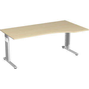 PC-Tisch rechts Ahorn/Silber C-Fuß, Flex, BxT: 1800x800/1000mm
