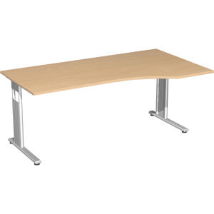 PC-Tisch rechts Buche/Silber C-Fuß Flex, BxT: 1800x800/1000mm
