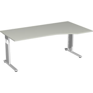 PC-Tisch rechts Lichtgrau/Silber C-Fuß Flex, BxT: 1800x800/1000mm