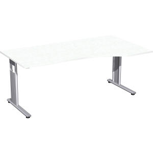 PC-Tisch rechts weiß/silber C-Fuß Flex, BxT: 1800x800/1000mm