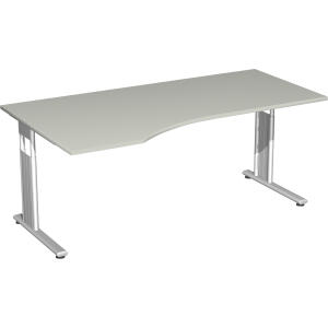 PC-Tisch links Lichtgrau/Silber C-Fuß Flex, BxT: 1800x800/1000mm