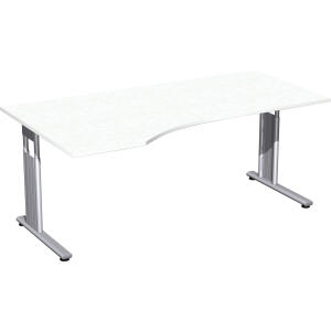 PC-Tisch links weiß/silber C-Fuß Flex, BxT: 1800x800/1000mm
