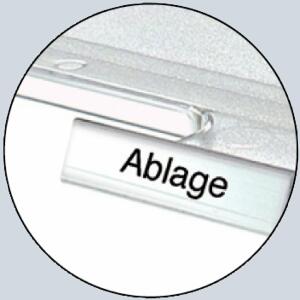 Beschriftungsclip für Briefkörbe transparent, mit Beschriftungsbogen
