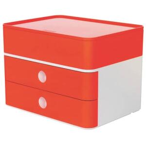 HAN SMART-BOX PLUS ALLISON Schubladenbox mit Utensilienbox - stapelbar, 2 Laden, snow white/cherry red