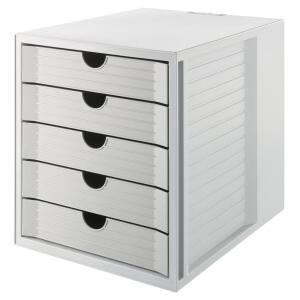 HAN Schubladenbox SYSTEMBOX KARMA - A4/C4, 5 geschlossene Schubladen, öko-grau