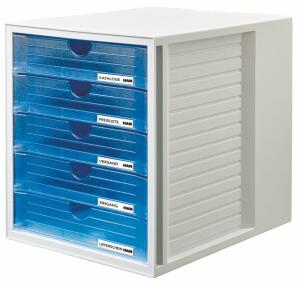 Schrankset transparent/blau A4 5 Schübe geschlossen