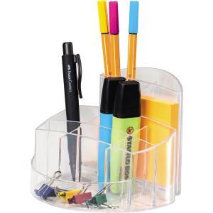 Schreibtisch-Köcher Rondo transparent 9 Fächer, 140x140x109mm, Kunststoff