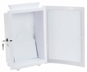 Sammelbox abschließbar, weiß, zum Hinstellen oder zur Wandmontage