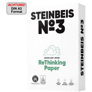 Steinbeis Pure White Kopierpapier A3 80g 90er weiße Recycling Papier