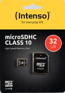 Micro-SDHC Speicherkarte 32GB 10MB/s Class 10, mit SD-Adapter