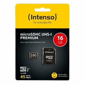 Micro-SD UHS I Speicherkarte 16GB Premium, inkl. SD-Adapter