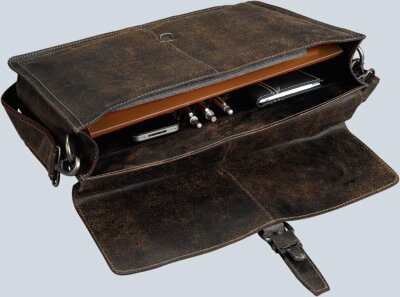 PRIDE&SOUL Businesstasche LUCKY, braun, Leder mit Schnallenverschluss