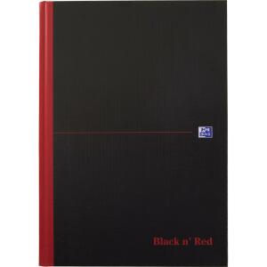 OXFORD "Office Black n Red" Gebundenes Buch A4 kariert, 96 Blatt, mit glänzendem Hardcover, Lesezeicheneinband, seidenglattes, hochweißes Optik Paper, schwarz/rot, 5er-Packung