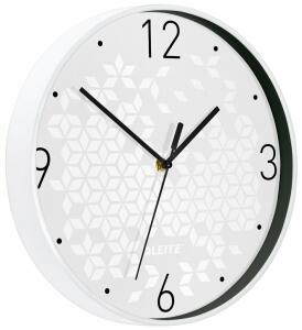 LEITZ Wanduhr WOW Ø 30cm weiß Quartzlaufwerk Glasfront gut