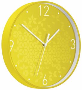 LEITZ Wanduhr WOW Ø 30cm gelb Quartzlaufwerk Glasfront gut