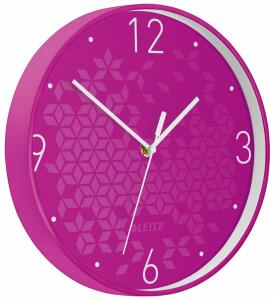LEITZ Wanduhr WOW Ø 30cm pink Quartzlaufwerk Glasfront gut