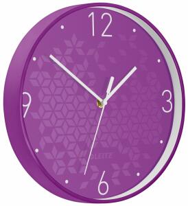 LEITZ Wanduhr WOW Ø 30cm violett Quartzlaufwerk Glasfront gut