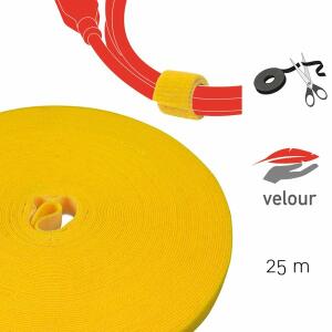 Doppelseitige Klettbandrolle, 25m x 16mm, gelb, Klettkabelbinder