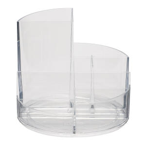 Rundbox glasklar 6 Fächer m. Brief- und Zettelfach Ø 14cm, Höhe 12,5cm