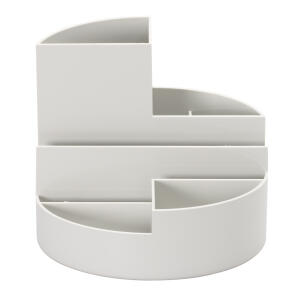 Rundbox grau 6 Fächer m. Brief- und Zettelfach Ø 14cm, Höhe 12,5cm