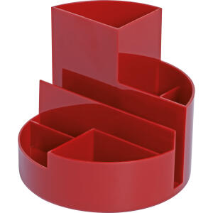 Rundbox rot 6 Fächer m. Brief- und Zettelfach Ø 14cm, Höhe 12,5cm