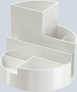 Rundbox weiß 6 Fächer m. Brief- und Zettelfach Ø 14cm, Höhe 12,5cm