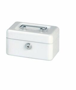 Geldkassette 152x125x81mm weiß Sicherheitszylinderschloss 2 Schlüssel