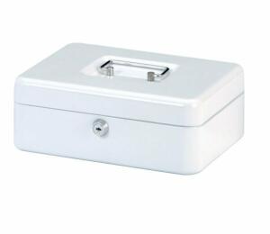 Geldkassette 250x190x88mm weiss Sicherheitszylinderschloss mit 2