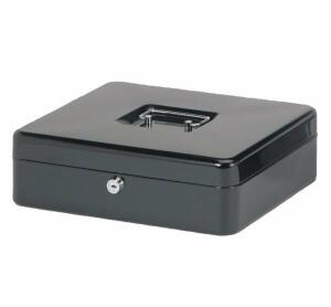 Geldkassette 301x250x89mm schwarz Sicherheitszylinderschloss mit 2