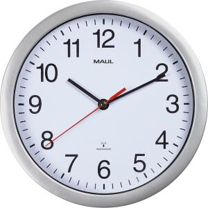 Wandfunkuhr run Ø 25 cm, silber Batteriebetrieb, Arabische Ziffern